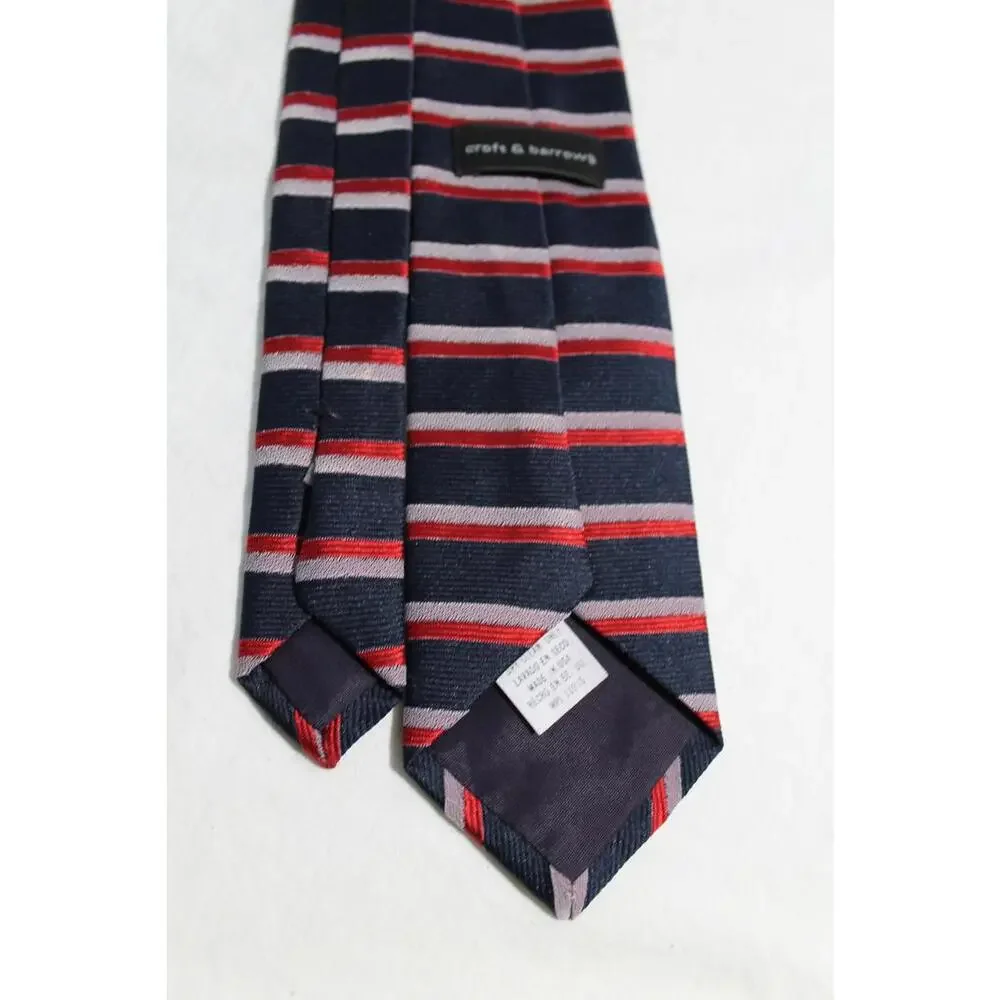 Vintage CROFT & BARROW Boys Polyester Necktie, Navy, Red, Gray, 2.8 x 49 Inches